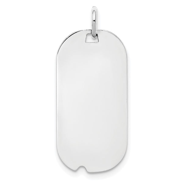 SSilver Rh-plt Engravable Dog Tag Polished Front/Satin Back Disc Charm