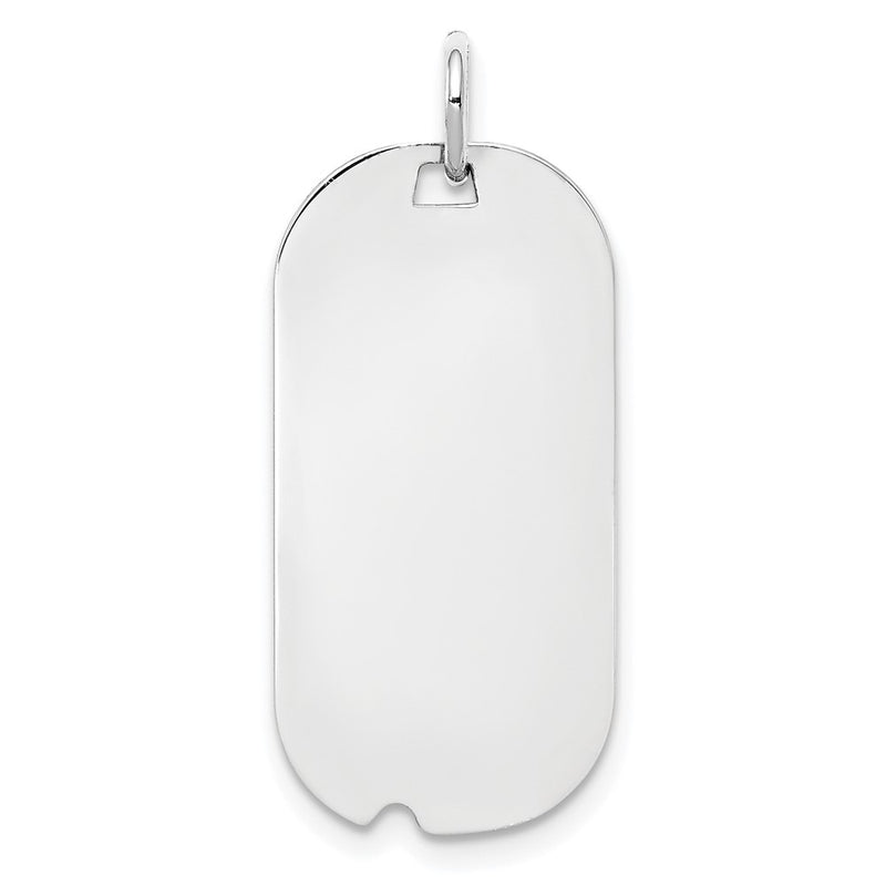 SSilver Rh-plt Engravable Dog Tag Polished Front/Satin Back Disc Charm