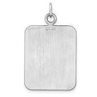 SSilver Rh-plt Engravable Rectangle Polished Front/Satin Back Disc Charm