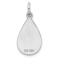 SSilver Rh-plt Engravable Teardrop Polished Front/Satin Back Disc Charm