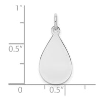 SSilver Rh-plt Engravable Teardrop Polished Front/Satin Back Disc Charm