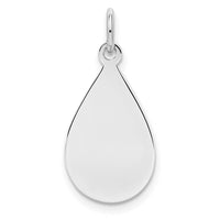 SSilver Rh-plt Engravable Teardrop Polished Front/Satin Back Disc Charm