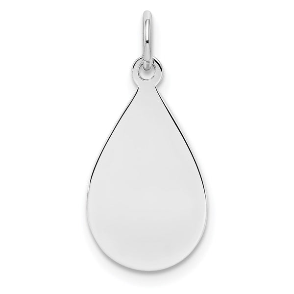 SSilver Rh-plt Engravable Teardrop Polished Front/Satin Back Disc Charm