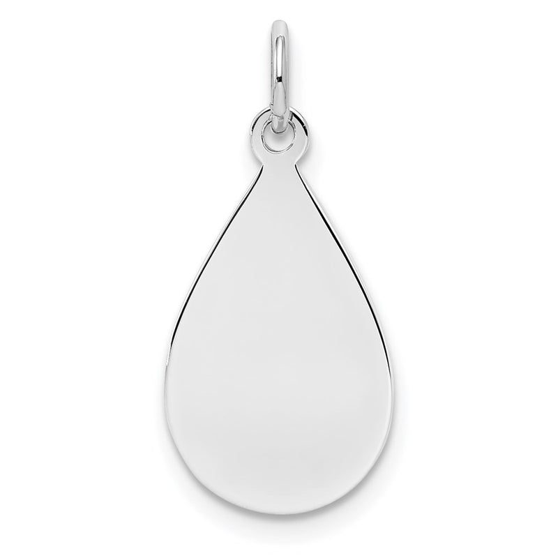SSilver Rh-plt Engravable Teardrop Polished Front/Satin Back Disc Charm