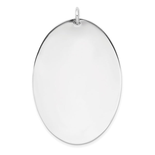 SSilver Rh-plt Engravable Oval Polished Front/Satin Back Disc Charm