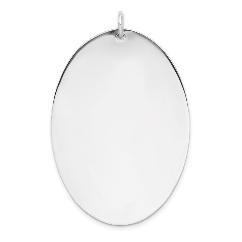 SSilver Rh-plt Engravable Oval Polished Front/Satin Back Disc Charm