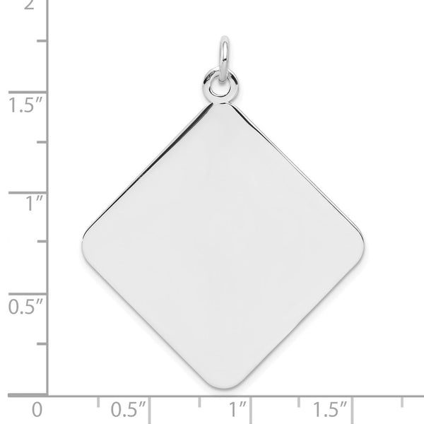 Sterling Silver Rh-plt Engravable Polished Front/Satin Back Disc Charm