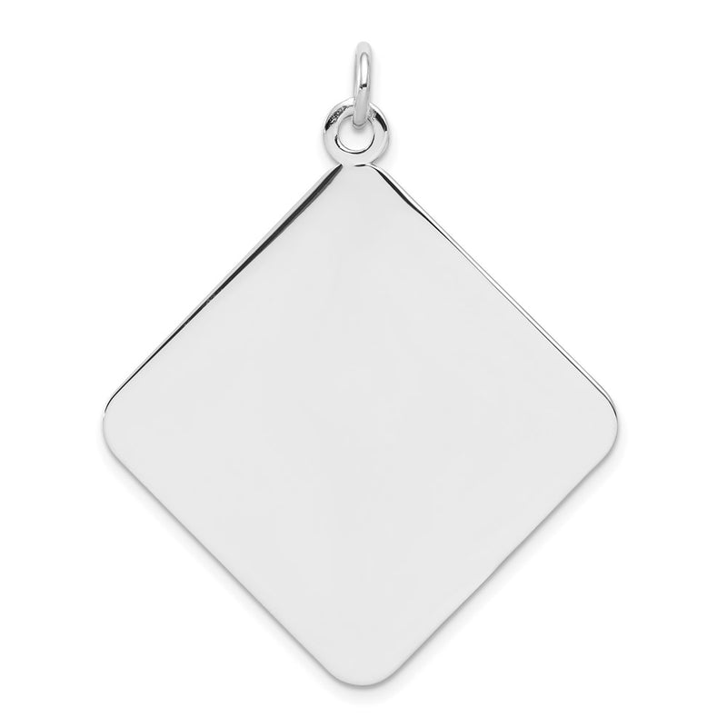 Sterling Silver Rh-plt Engravable Polished Front/Satin Back Disc Charm