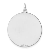 Sterling Silver Rhod-plated Eng. Rnd Polish Front/Satin Back Disc Charm