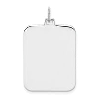 Sterling Silver Rhod-plate Eng. Rect. Polish Front/Satin Back Disc Charm