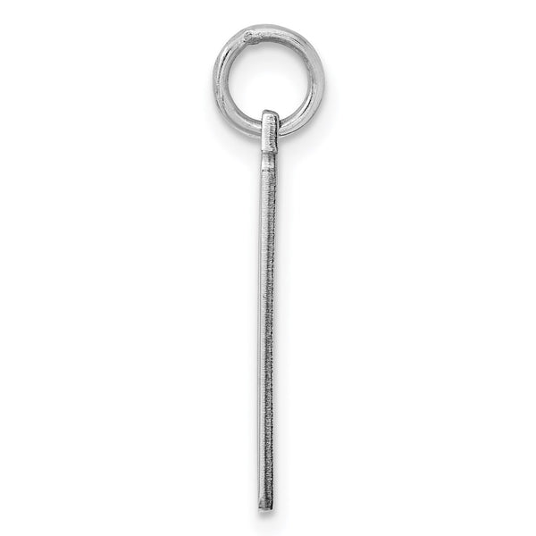 Sterling Silver Rhod-plate Eng. Rect. Polish Front/Satin Back Disc Charm