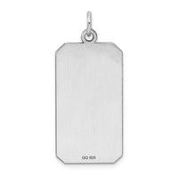 Sterling Silver Rhod-plate Eng. Rect. Polish Front/Satin Back Disc Charm