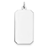 Sterling Silver Rhod-plate Eng. Rect. Polish Front/Satin Back Disc Charm