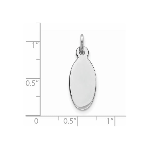 Sterling Silver Rhod-plate Eng. Oval Polish Front/Satin Back Disc Charm