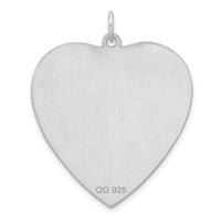 SS Rh-plt Engraveable Heart Polished Front/Satin Back Disc Charm