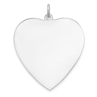SS Rh-plt Engraveable Heart Polished Front/Satin Back Disc Charm