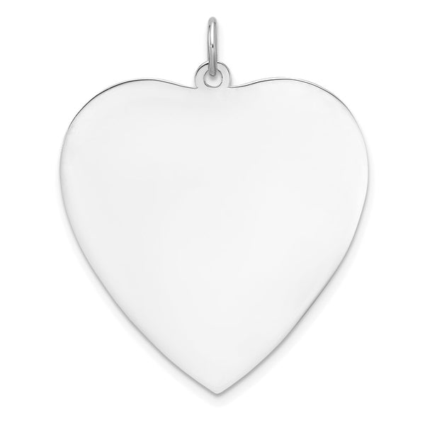 SS Rh-plt Engraveable Heart Polished Front/Satin Back Disc Charm