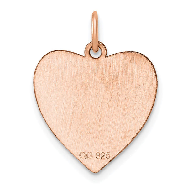 Sterling Silver RG Plated Eng. Heart Polish Front/Satin Back Disc Charm