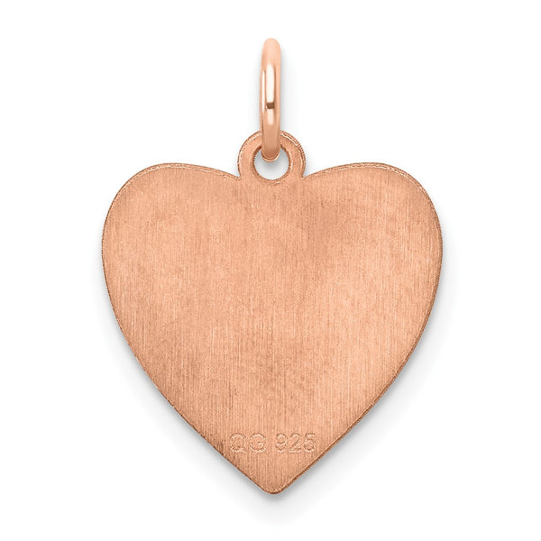 Sterling Silver RG Plated Engraveable Heart Polished Front/Satin Back Disc