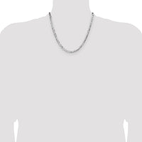 Sterling Silver Rhodium-plated 4.0mm Lightweight Flat Figaro Chain