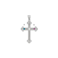 Sterling Silver Rh-plt Crystal Family Cross Pendant