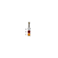 Sterling Silver Antiqued w/14k 3-stone w/Diamond Mothers Pendant Semi-Mount