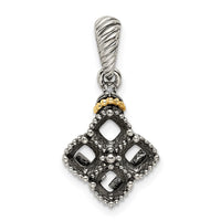Sterling Silver Antiqued w/14k 4-stone w/Diamond Mother's Pendant