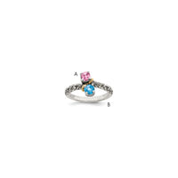 Sterling Silver Antiqued w/14k 2-stone Mother's Ring Mounting