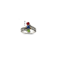 Sterling Silver Antiqued w/14k 3-stone Mother's Ring