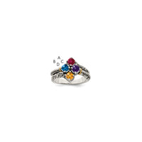 Sterling Silver Antiqued w/14k 4-stone Mother's Ring