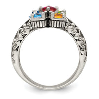Sterling Silver Antiqued w/14k 5-stone Mother's Ring Mounting