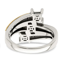Sterling Silver Antiqued w/14k 3-stone w/Diamond Genuine Mother's Ring