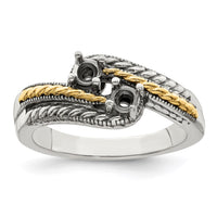 Sterling Silver Antiqued w/14k 2-stone Mother's Ring