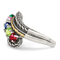 Sterling Silver Antiqued w/14k 5-stone Mother's Ring
