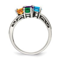 Sterling Silver Antiqued w/14k 5-stone Mother's Ring Mounting