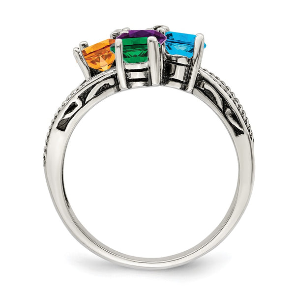Sterling Silver Antiqued w/14k 5-stone Mother's Ring Mounting