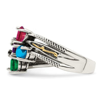 Sterling Silver Antiqued w/14k 5-stone Mother's Ring Mounting