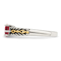 Sterling Silver Antiqued w/14k 2-stone Mother's Ring