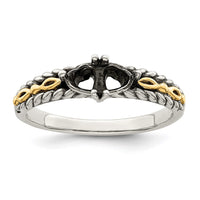 Sterling Silver Antiqued w/14k 2-stone Mother's Ring Mounting