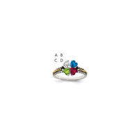 Sterling Silver Antiqued w/14k 4-stone Mother's Ring Mounting