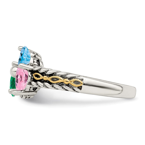 Sterling Silver Antiqued w/14k 5-stone Mother's Ring Mounting
