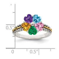 Sterling Silver Antiqued w/14k 5-stone Mother's Ring