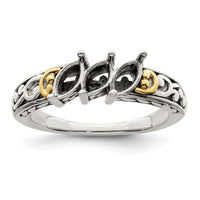 Sterling Silver Antiqued w/14k 3-stone Mother's Ring Mounting