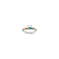 Sterling Silver Antiqued w/14k 2-stone w/Diamond Mother's Semi-Mount Ring