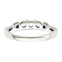 Sterling Silver Antiqued w/14k 3-stone w/Diamond Mother's Ring