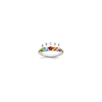 Sterling Silver Antiqued w/14k 5-stone w/Diamond Mother's Semi-Mount Ring