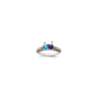 Sterling Silver Antiqued w/14k 2-stone w/Diamond Mother's Ring Semi-Mount