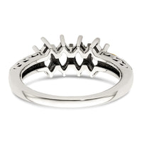 Sterling Silver Antiqued w/14k 4-stone w/Diamond Mother's Ring Semi-Mount