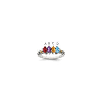 Sterling Silver Antiqued w/14k 4-stone w/Diamond Mother's Ring Semi-Mount