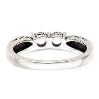 Sterling Silver Antiqued w/14k 2-stone w/Diamond Mother's Ring Semi-Mount